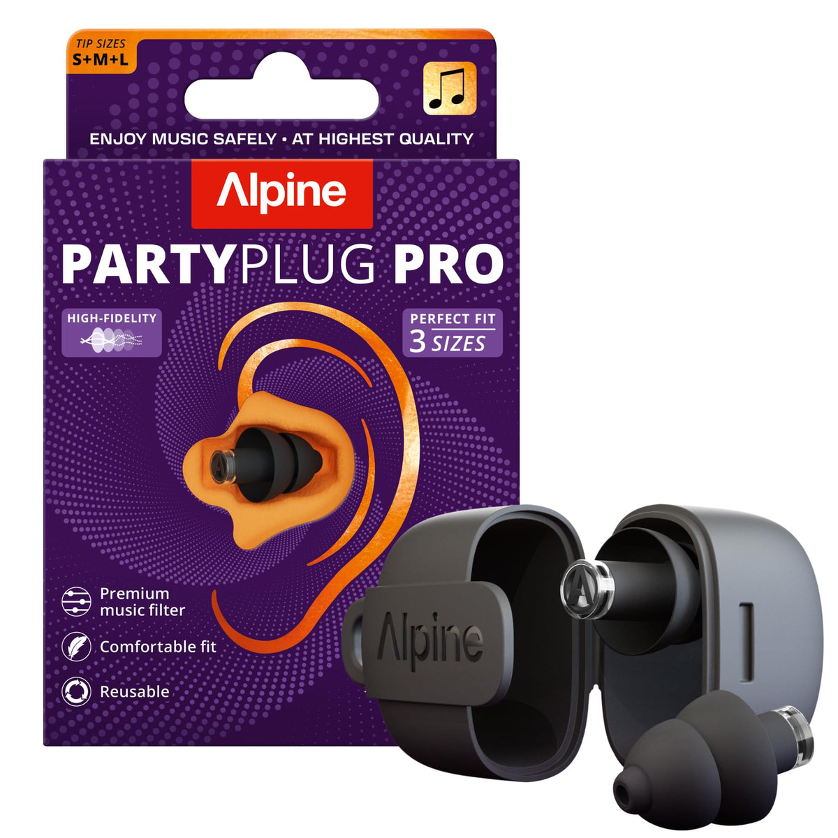 Alpine PartyPlug bouchons d’oreilles avec filtre haute fidélité pour concerts, clarté améliorée.