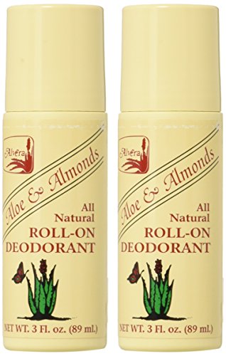 Déodorant Alvera Roll-On Aloe et Amandes, emballage simple et lot 2 x 3 oz.