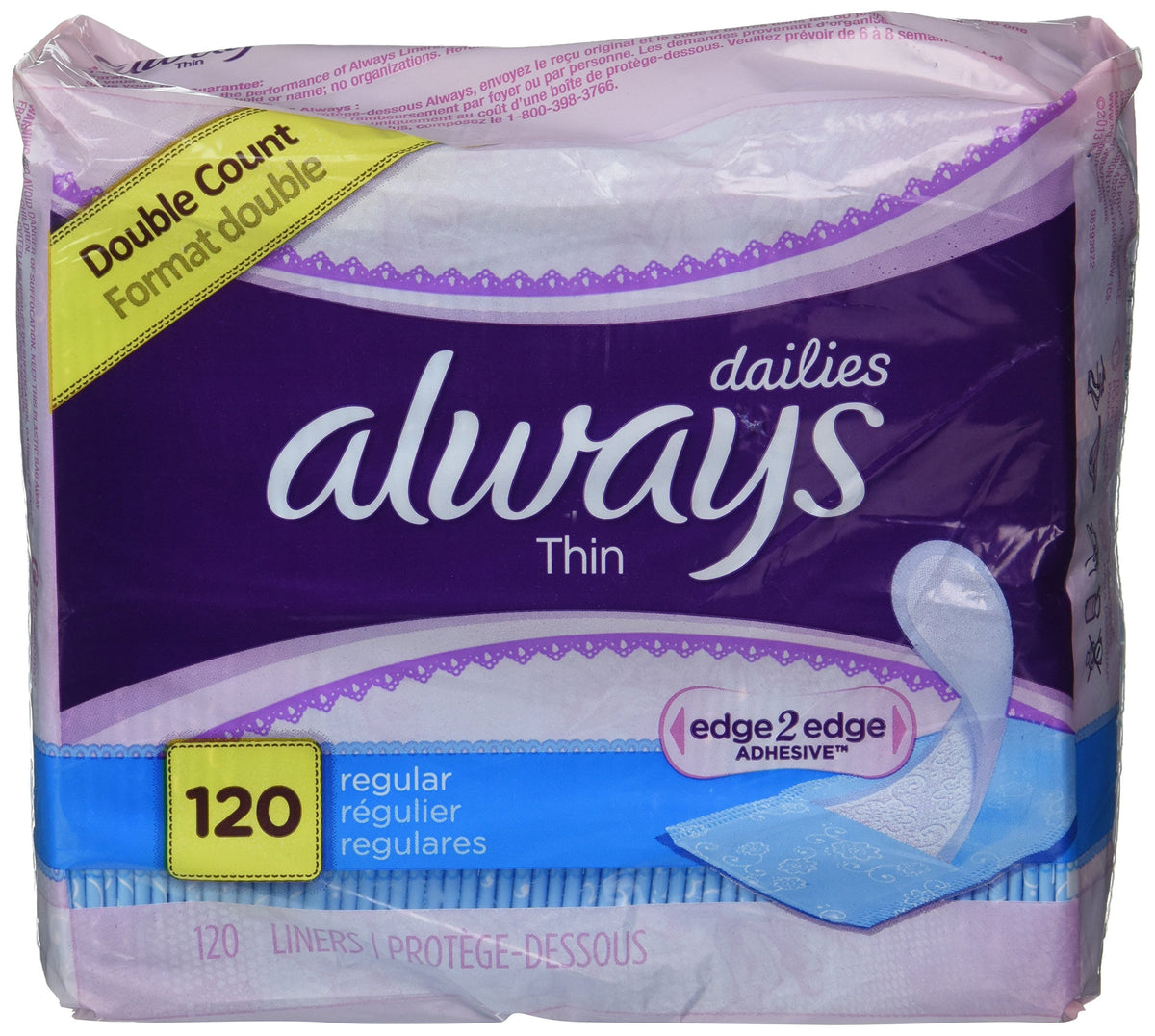 Always Dailies Regular pantiliner mince sans parfum, usage quotidien discret et confortable.
