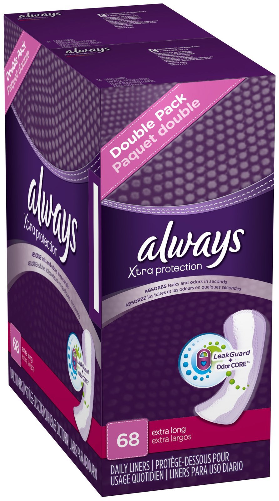 Always Driliners Pantiliners Extra Long Sans Parfum pour tailles 14+ offrant confort discret.