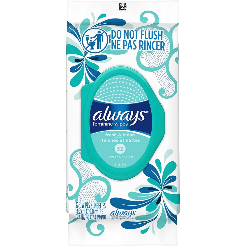 Always Fresh & Clean lingettes féminines dans un paquet pratique pour l'usage quotidien.