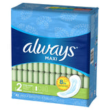 Always Maxi cœur absorbant, capture rapide des liquides et fuite maîtrisée.