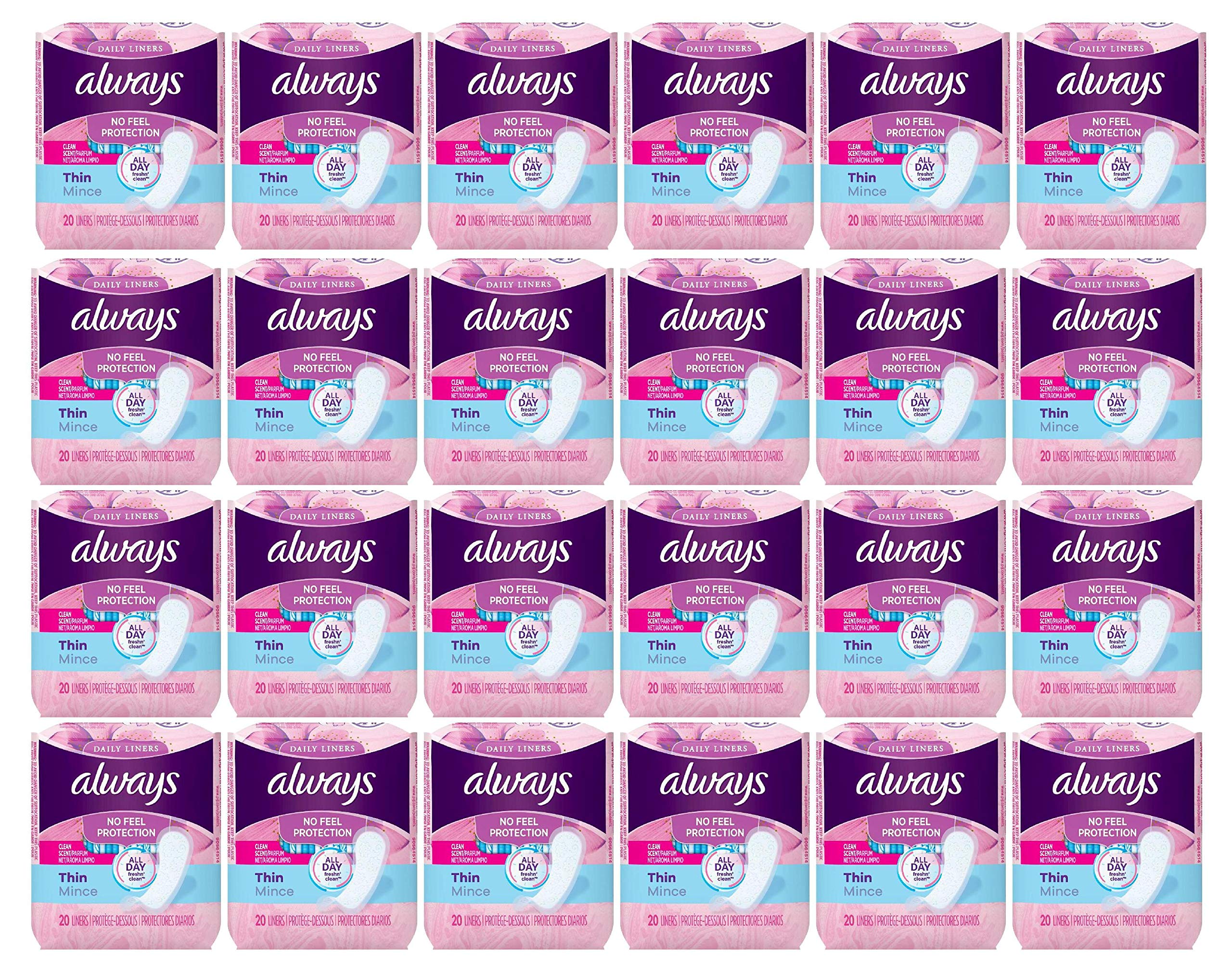 Always protège-slips minces emballage gros, réserve pratique et économique.