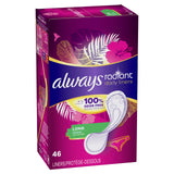 Always Radiant Daily Liners assure une couverture bikini discrète et confortable.