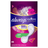 Always Radiant Daily Liners offre une protection anti-odeur pour la journée.