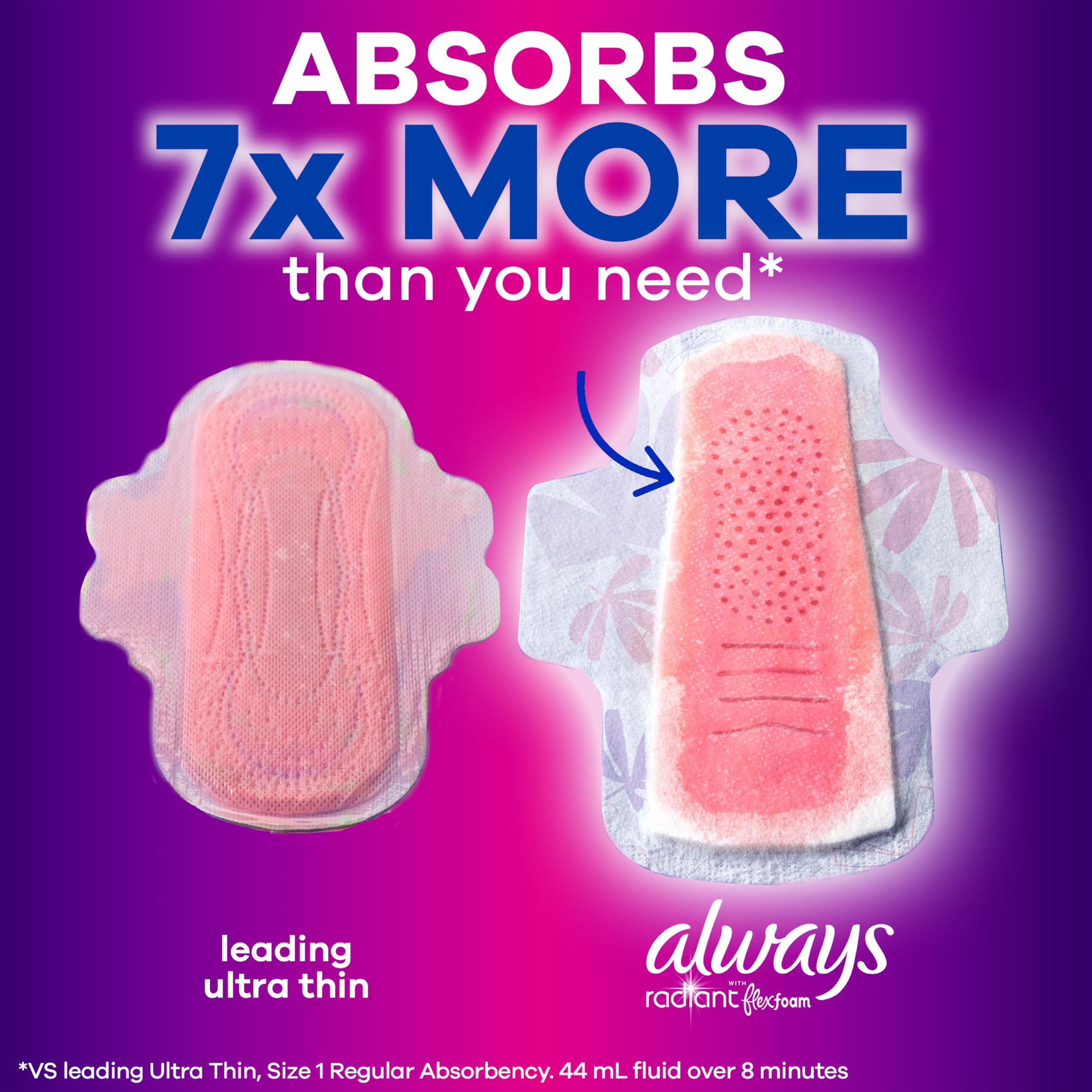Always Radiant FlexFoam sans-odeur : fraîcheur discrète toute la journée.