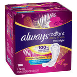 Always Radiant protège-slips noyau matelassé, absorption rapide et confort.