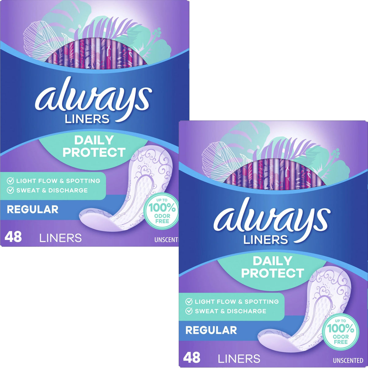 Always Radiant pantiliner régulier sans parfum, douceur et discrétion au quotidien.