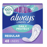 Always Radiant pantiliner régulier sans parfum, hygiène fiable et discrétion assurée.