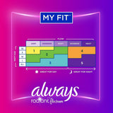 Always Radiant protections hygiéniques avec ailes parfumées – texture douce pour un confort discret