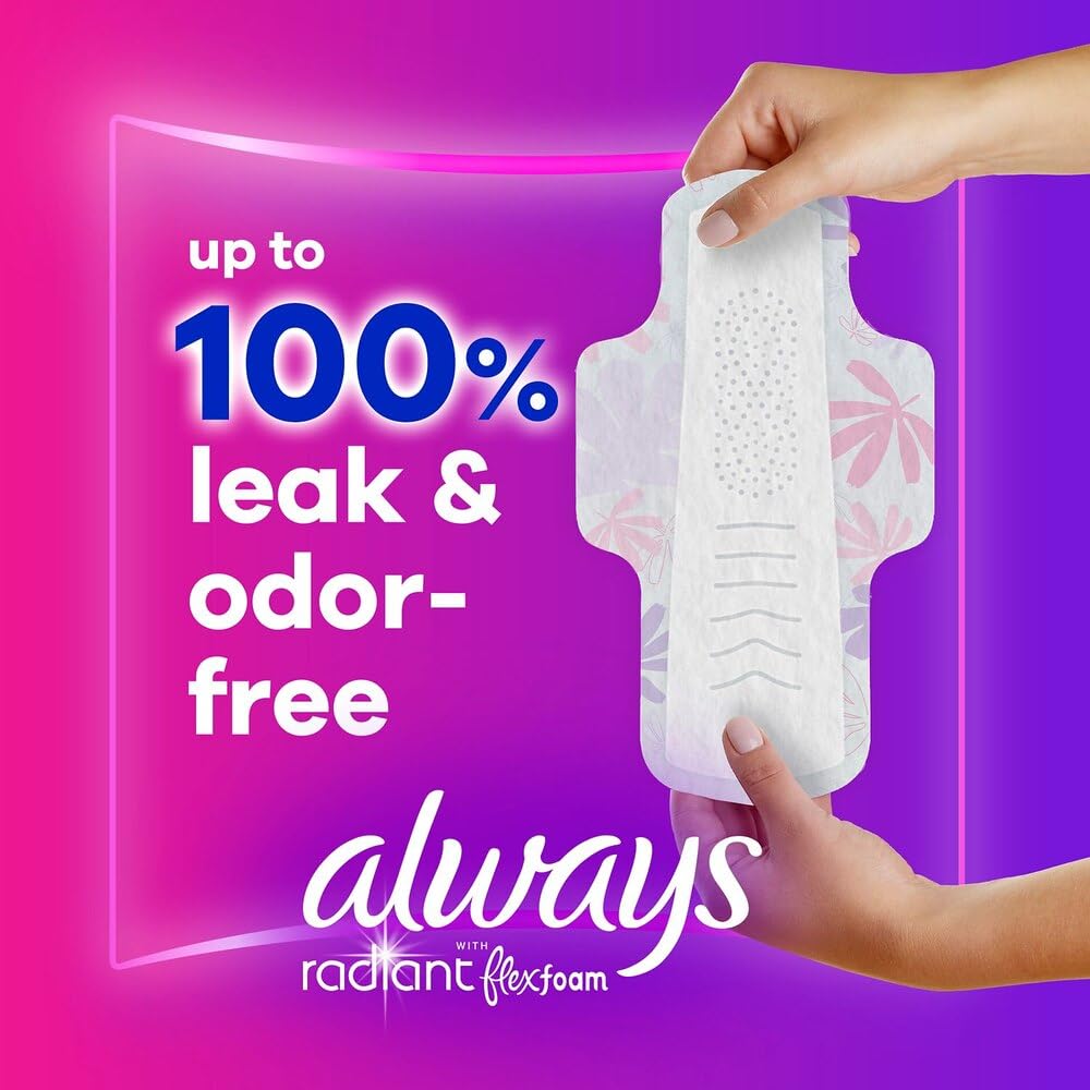 Always Radiant protections hygiéniques avec ailes parfumées – format portable pratique à glisser dans le sac