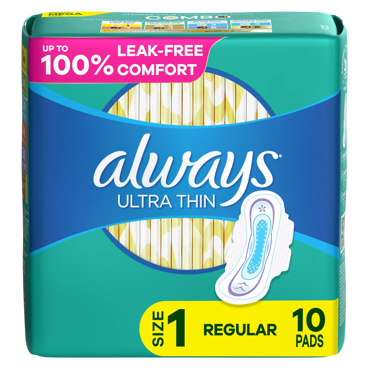 Always Ultra Mince Taille 1 avec ailes flexibles pour une protection active.