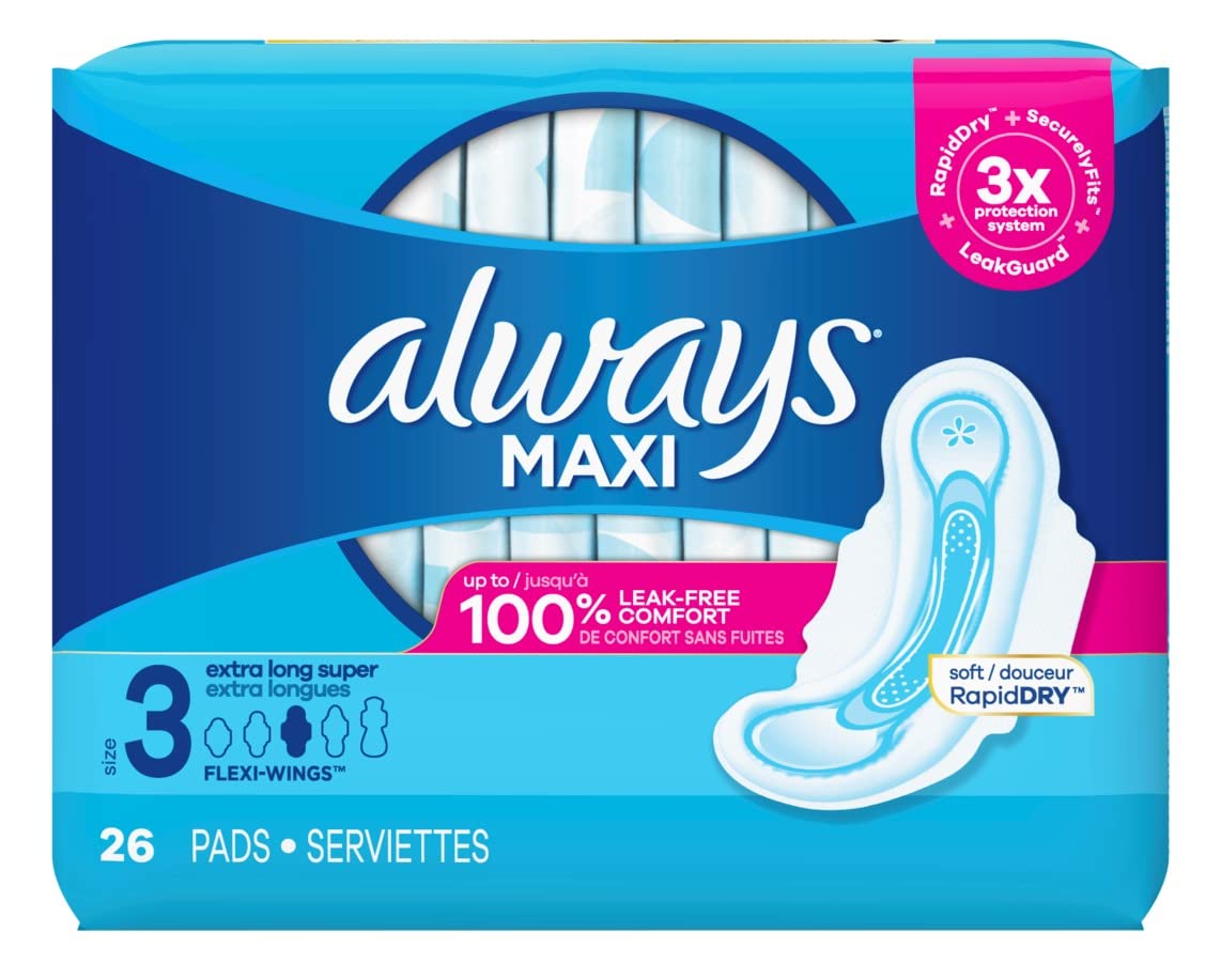 Always Serviettes Maxi Extra-Longues emballage pratique pour une protection durable au quotidien.