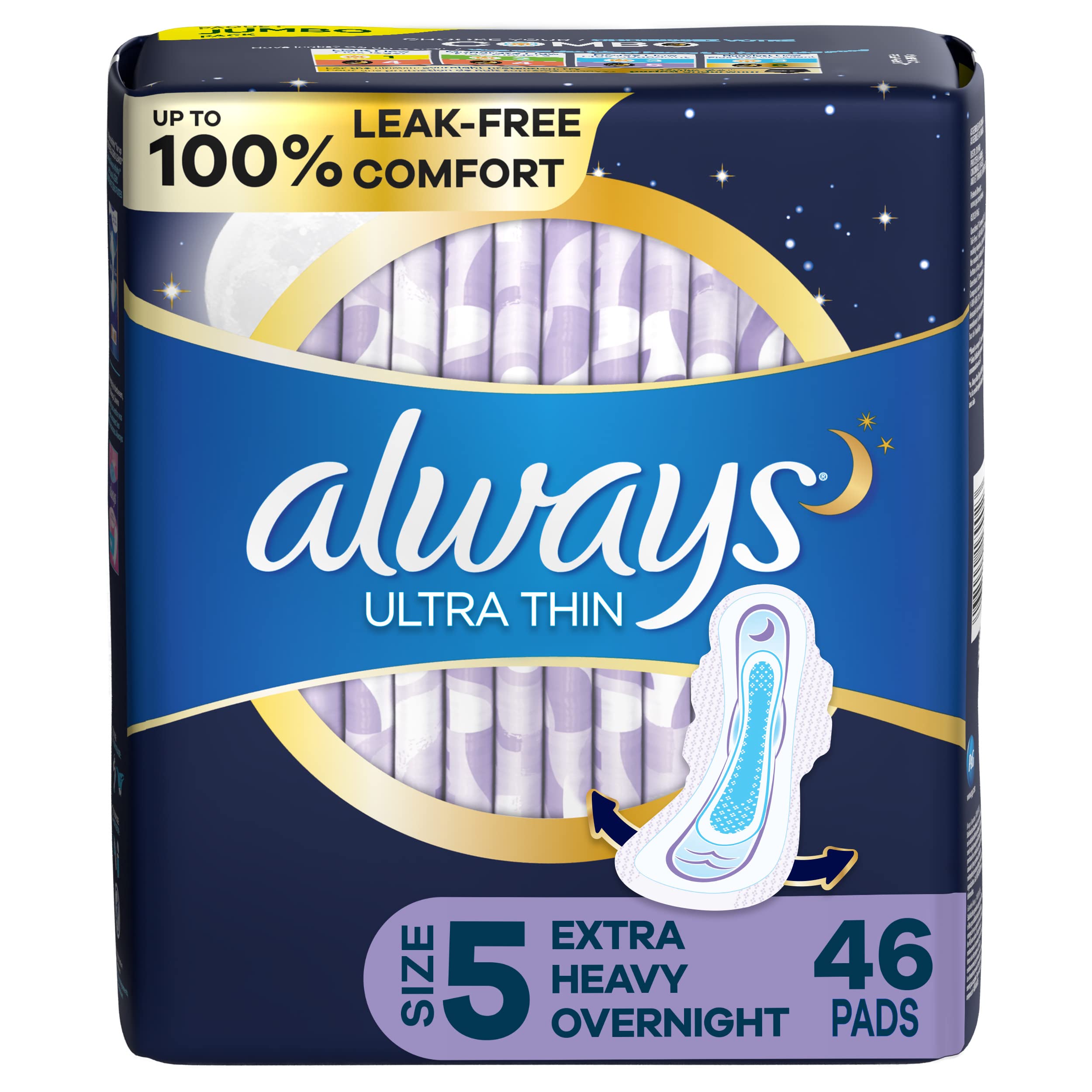 Always Ultra Minces Taille 5 avec Ailes vue emballage, protection nocturne renforcée