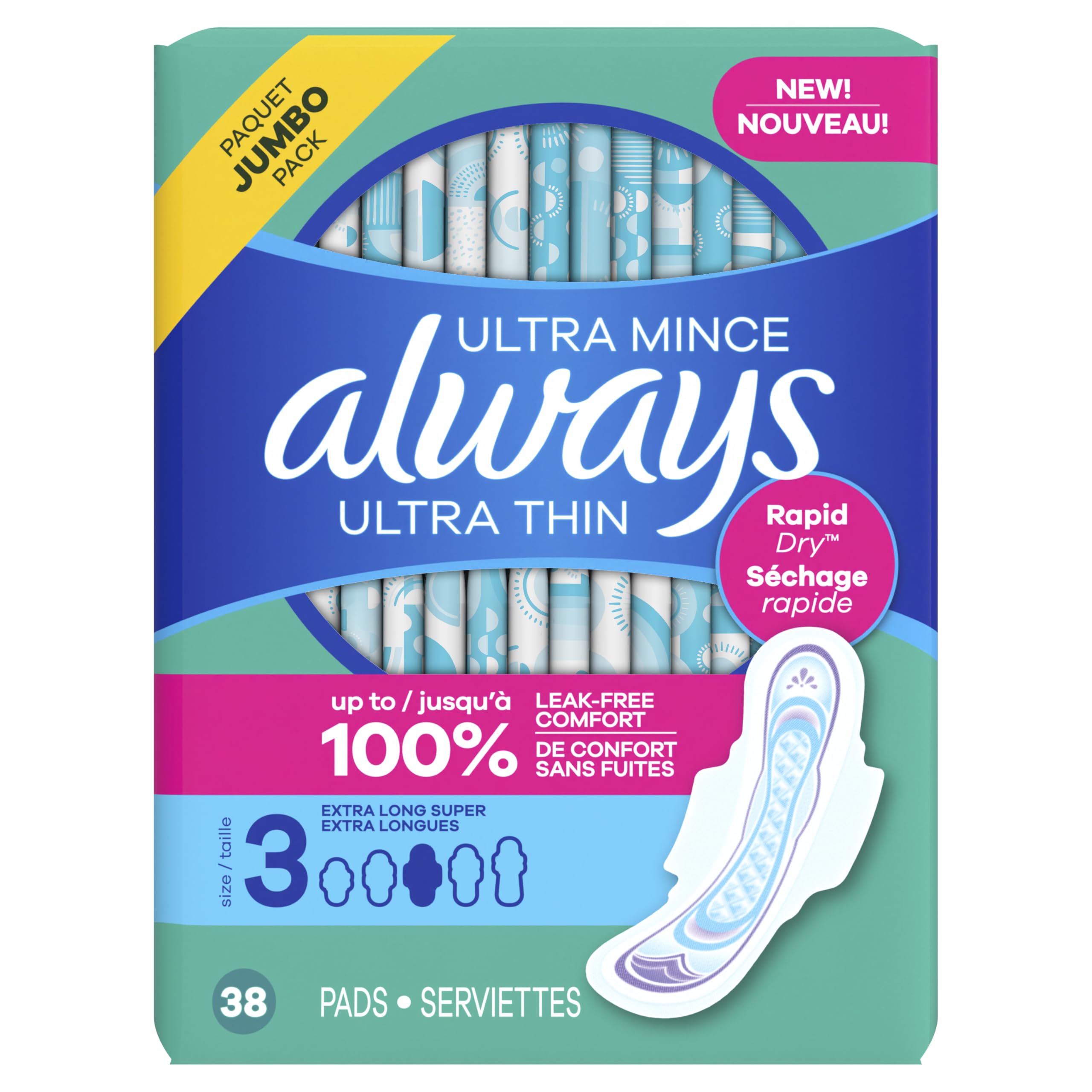 Always Ultra Thin Longue et ultra absorbante pour flux abondant.