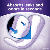 Always Xtra Protection Daily Liners Long emballage arrière, discret et hygiénique.