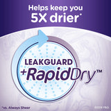 Always Xtra Protection Daily Liners Long noyau absorbant, capture les petites fuites.