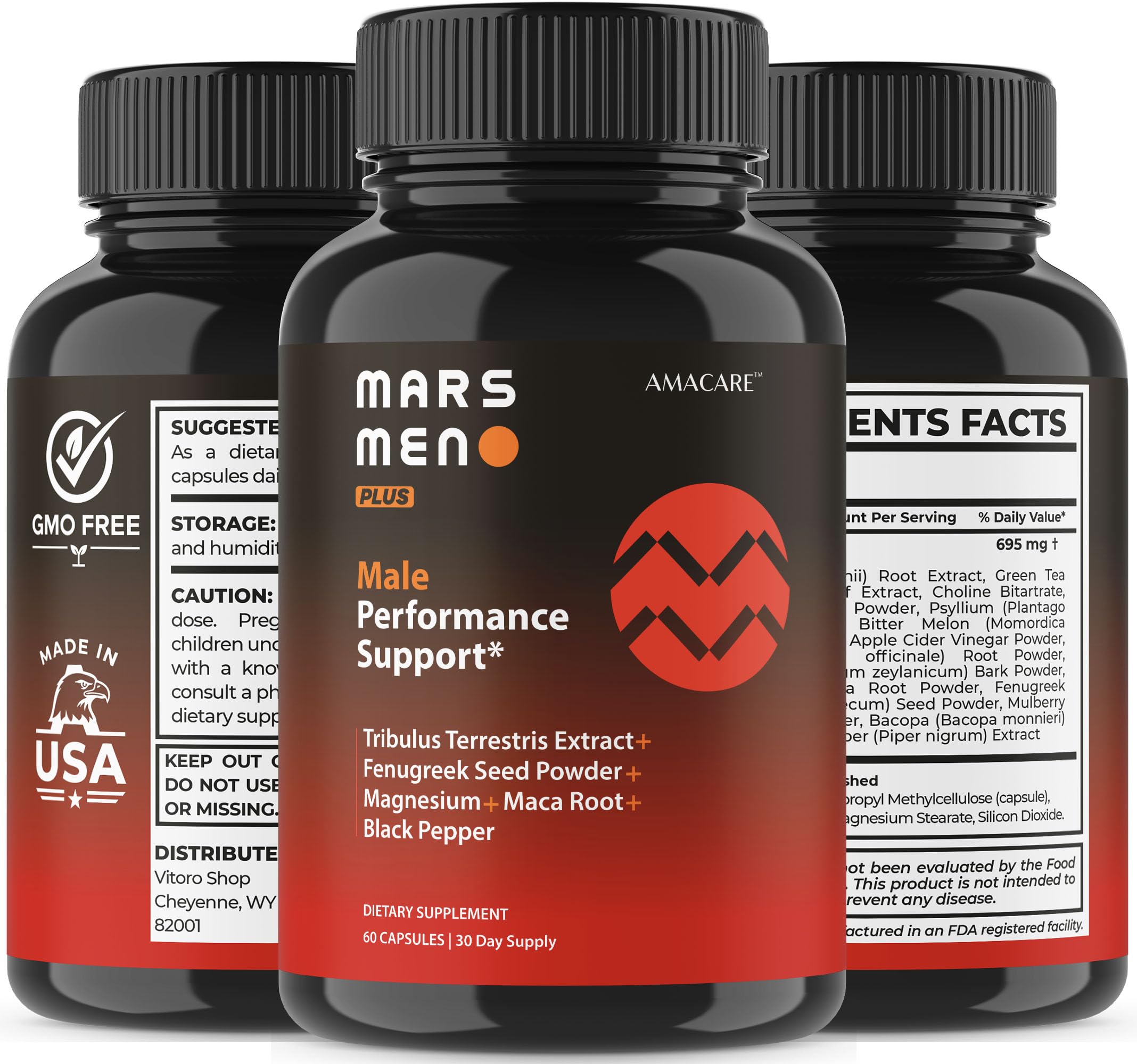 AMACARE Mars Men Plus – présentation produit sur un comptoir épuré.