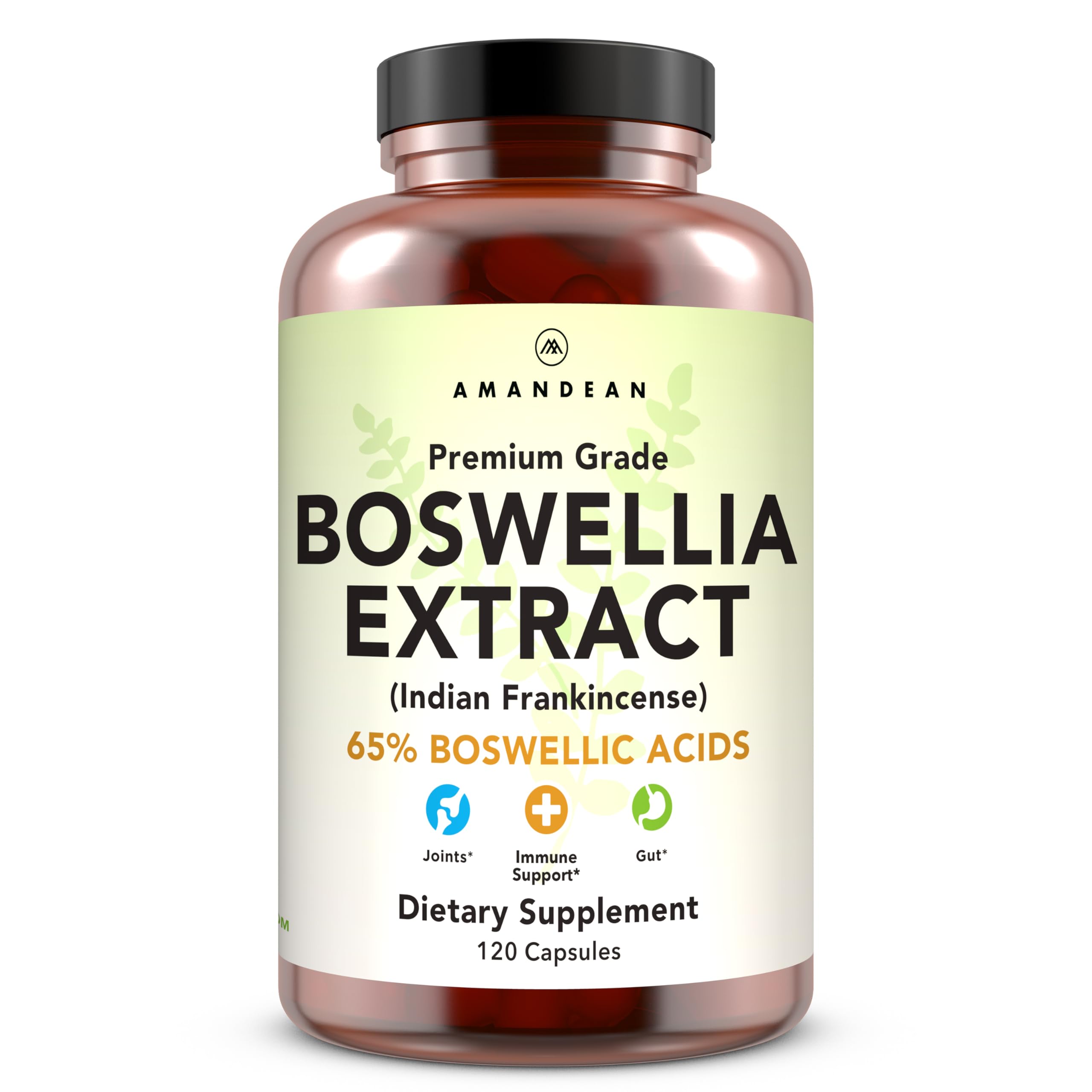 AMANDEAN Boswellia Extrait : bouteille 500 mg, pratique e0 transporter.