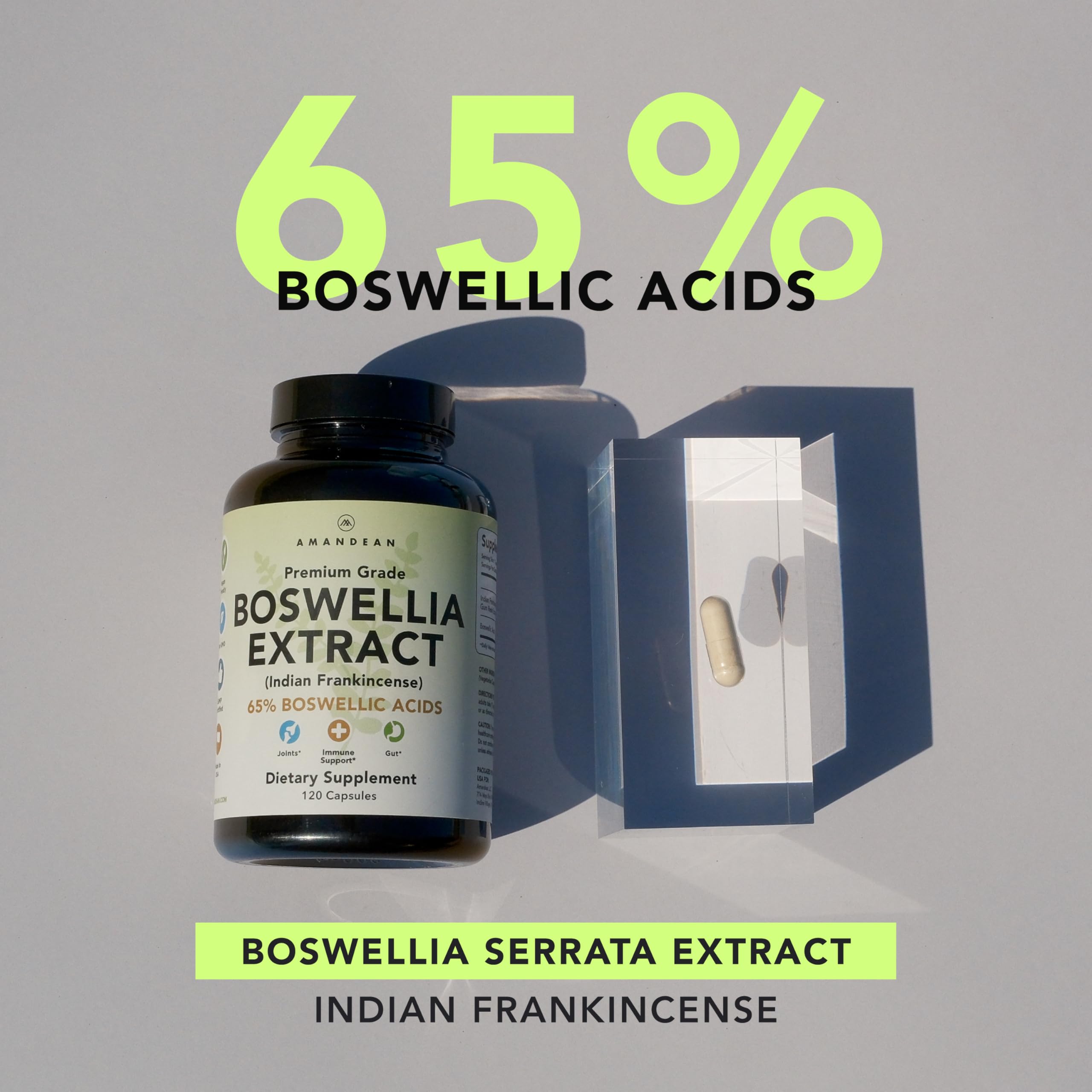 AMANDEAN Boswellia : capsules végétales faciles e0 avaler, soutien quotidien potentiel.