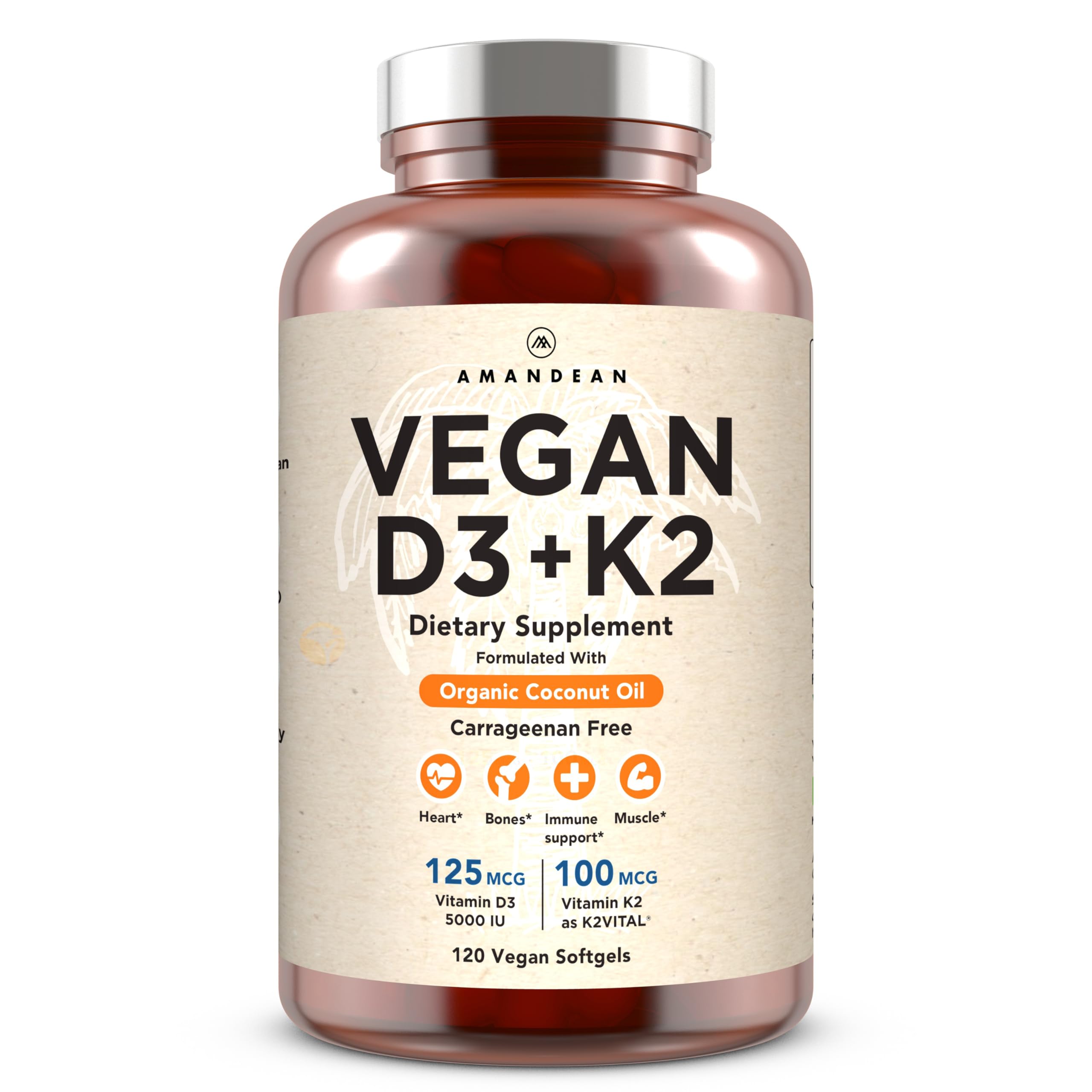 AMANDEAN D3 K2 bouteille: soutien potentiel des os et de l’immunité