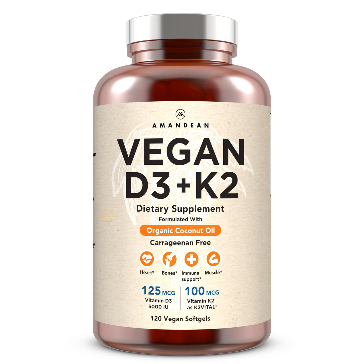 AMANDEAN D3 K2 bouteille: soutien potentiel des os et de l’immunité