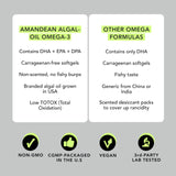 AMANDEAN Vegan Omega-3, packaging boîte sans carraghénane et sans cruauté.
