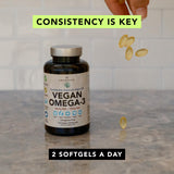 AMANDEAN Vegan Omega-3, étiquette sans carraghénane et source naturelle d’algues.