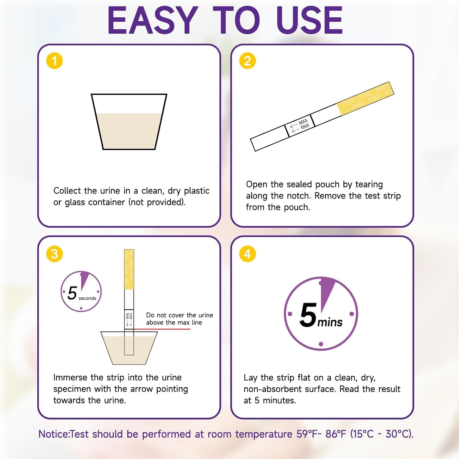 Amazewell boîte-test PdG urine, utilisation simple pour suivre l’ovulation.
