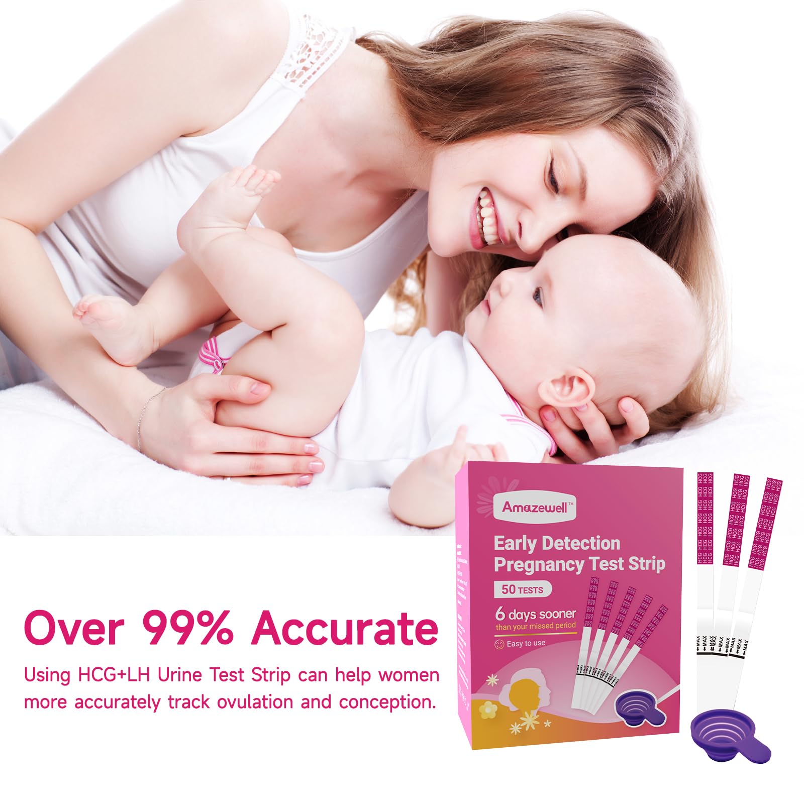 Lot en gros de tests de grossesse Amazewell pour un usage répété.