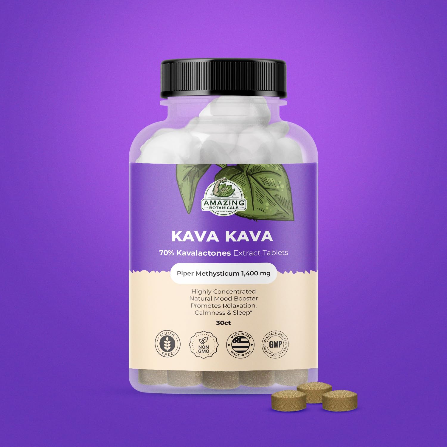 Amazing Botanicals Kava Kava: extrait racine 140 mg pour le bien‑être.