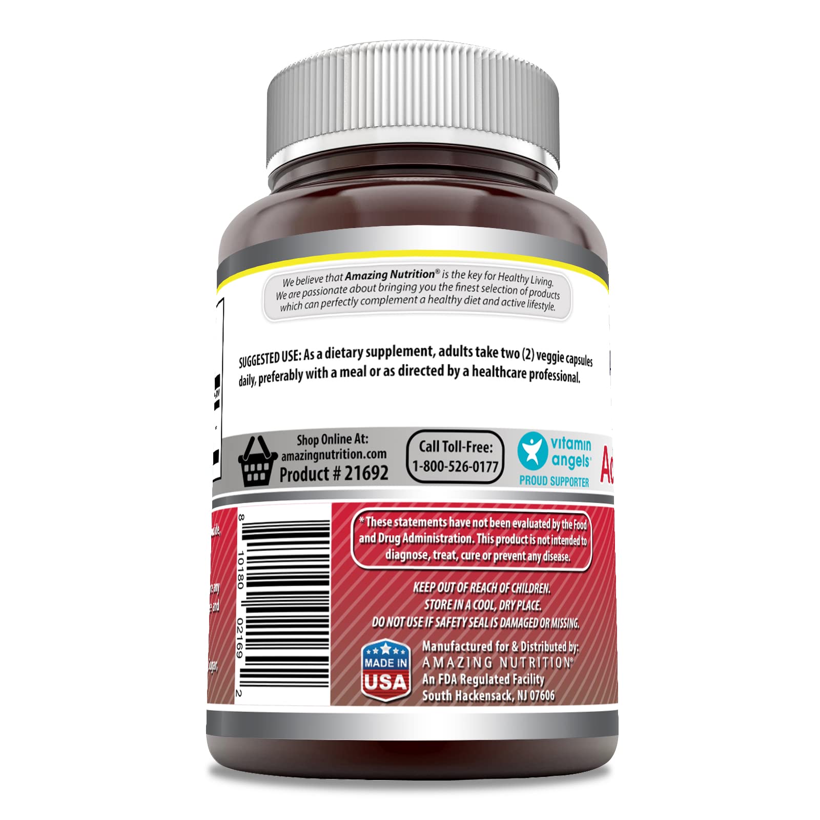 Amazing Formulas Acétyl L-Carnitine 1200 mg, produit fabriqué aux États-Unis, contrôle qualité confiant.