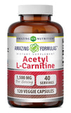 Amazing Formulas Acétyl-L-Carnitine : bouteille de gélules végétariennes prêt à l'emploi