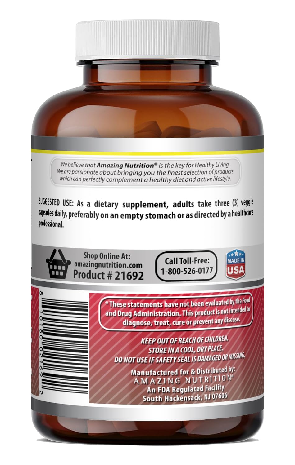 Étiquette et ingrédients d'Amazing Formulas Acétyl-L-Carnitine clairement indiqués