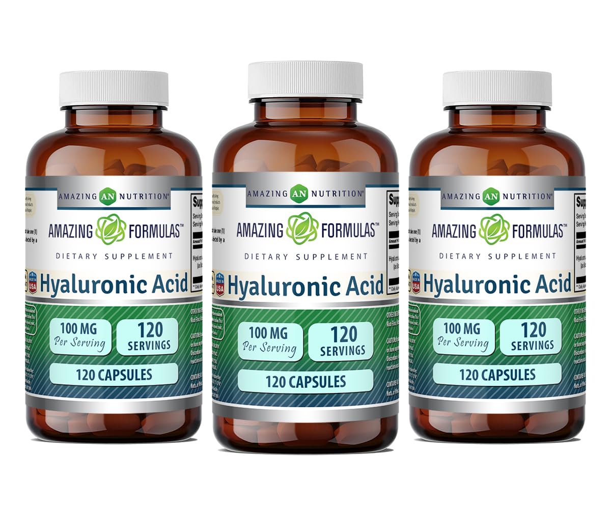 Amazing Formulas acide hyaluronique 100 mg – bouteille gélules, soutien potentiel des articulations
