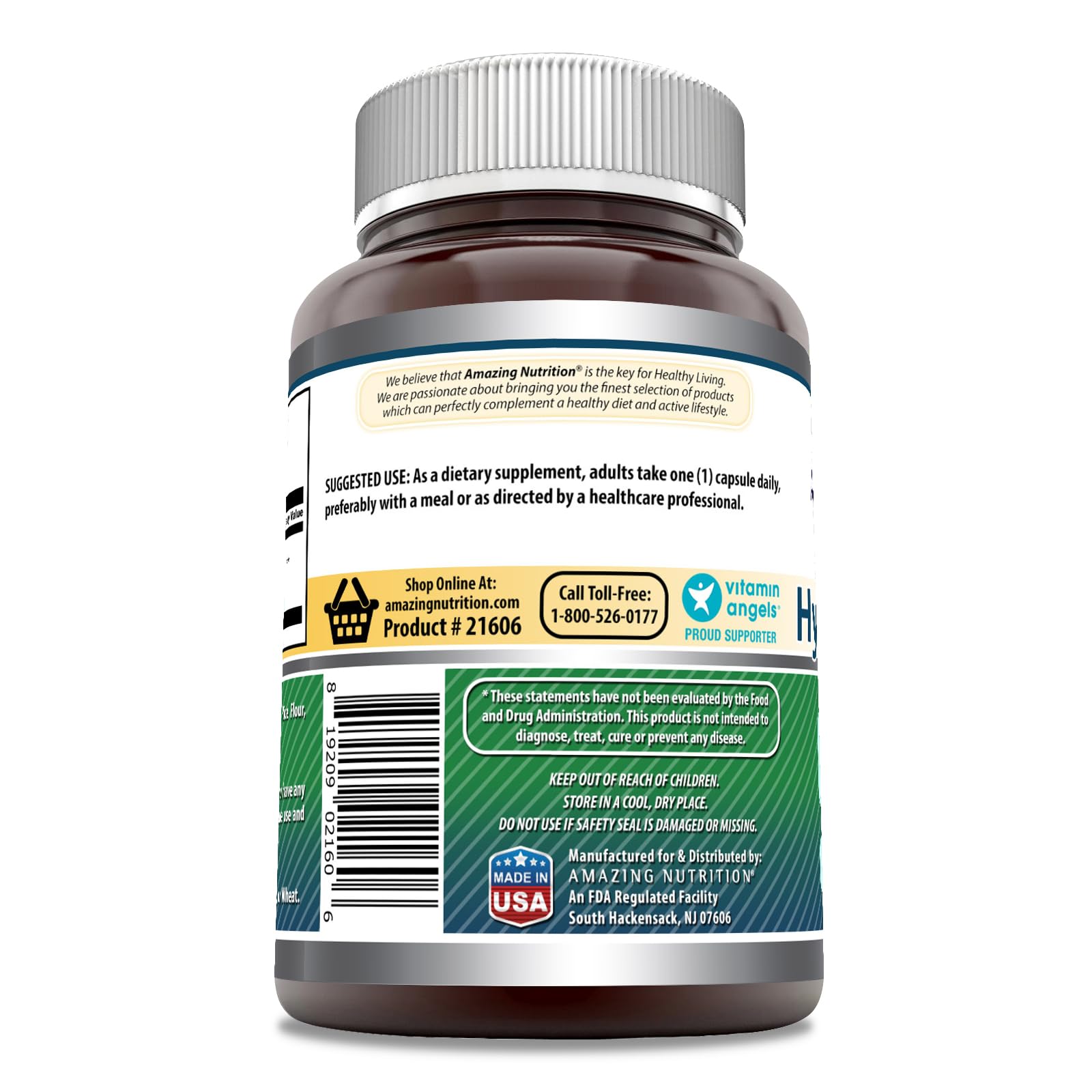 Amazing Formulas acide hyaluronique 100 mg étiquette fabriqué aux États-Unis sans gluten