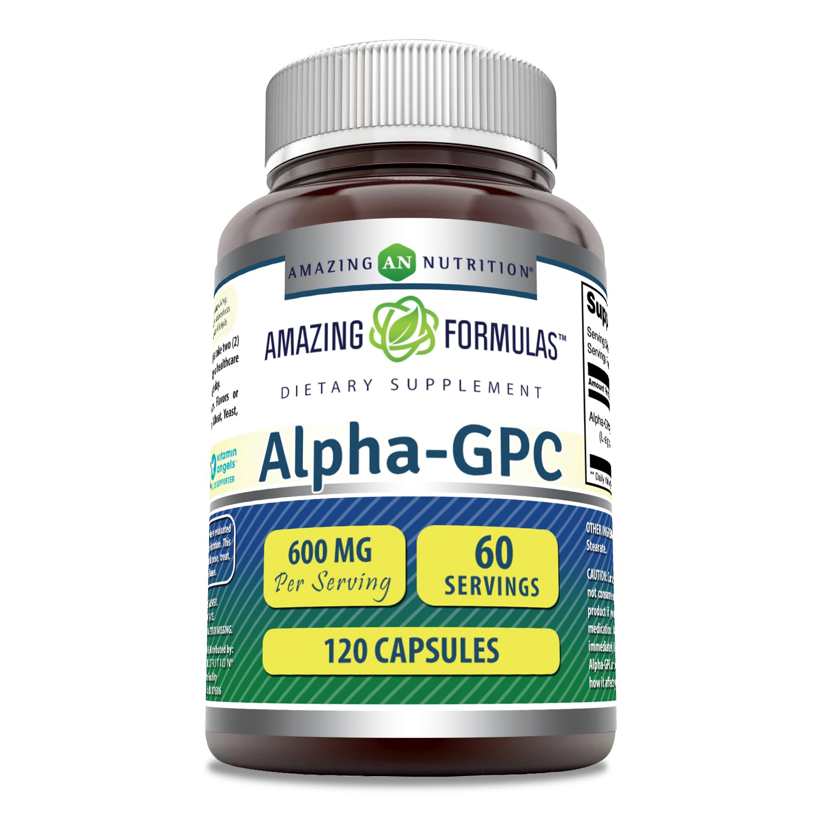 Amazing Formulas Alpha GPC bouteille ouverte pour un potentiel soutien cognitif