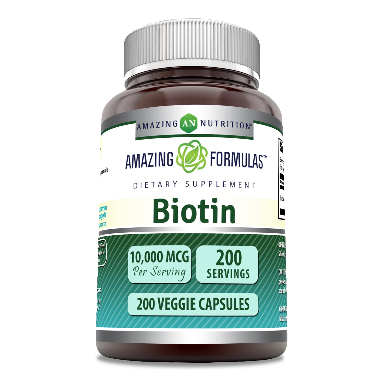 Bouteille Amazing Formulas Biotin 10000 mcg, idéale pour une supplémentation quotidienne.