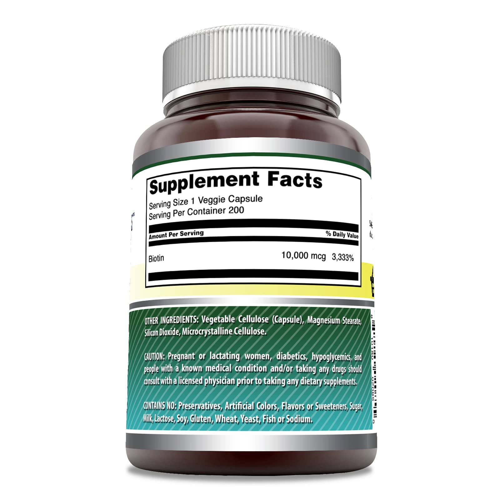 Capsules végétales Amazing Formulas Biotin 10000 mcg, adaptées aux végétariens.