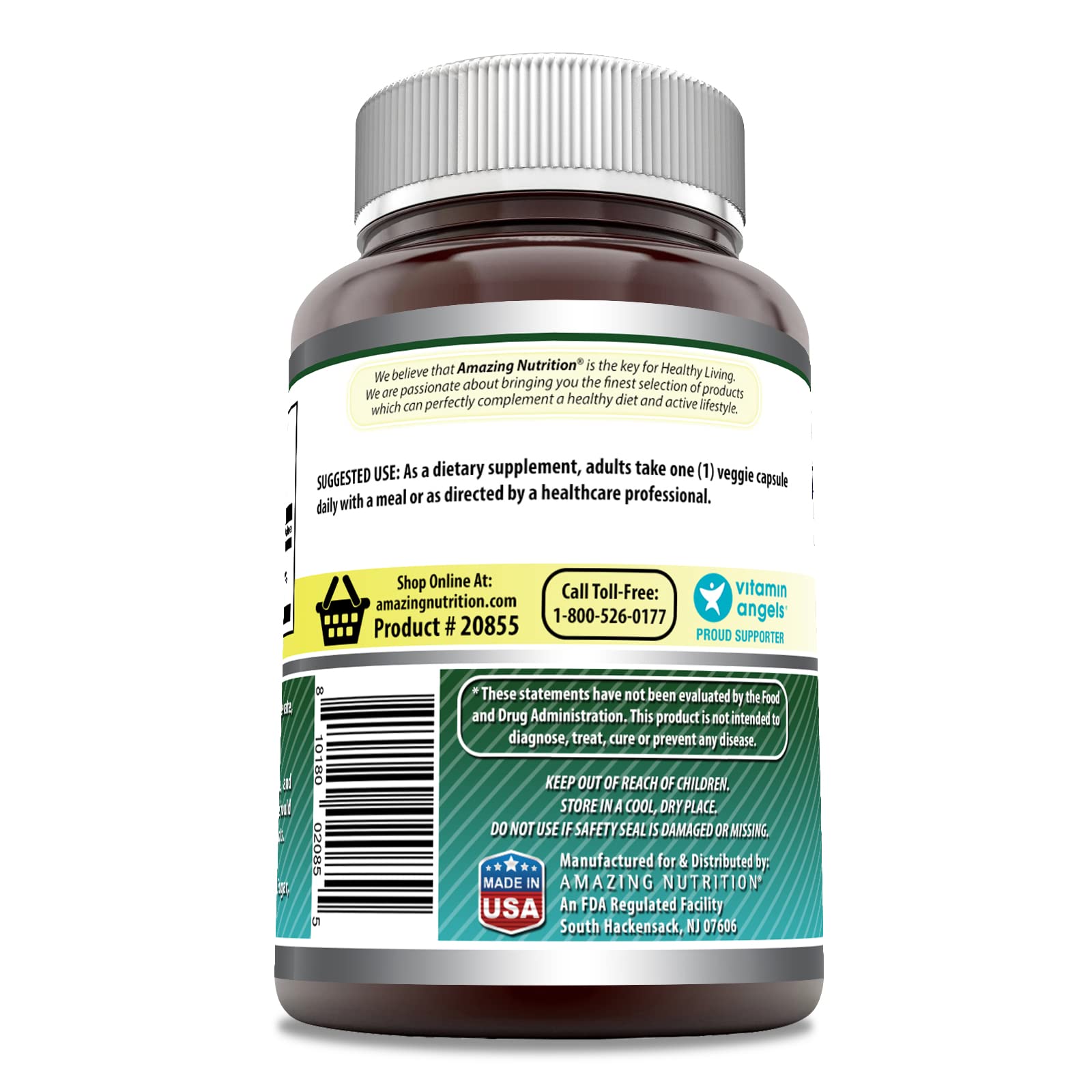 Étiquette Biotin 10000 mcg Amazing Formulas, information claire.
