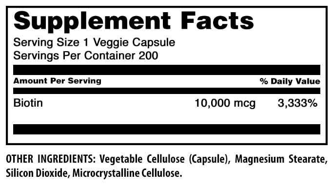 Étiquette Biotin 10000 mcg sans OGM, Amazing Formulas.