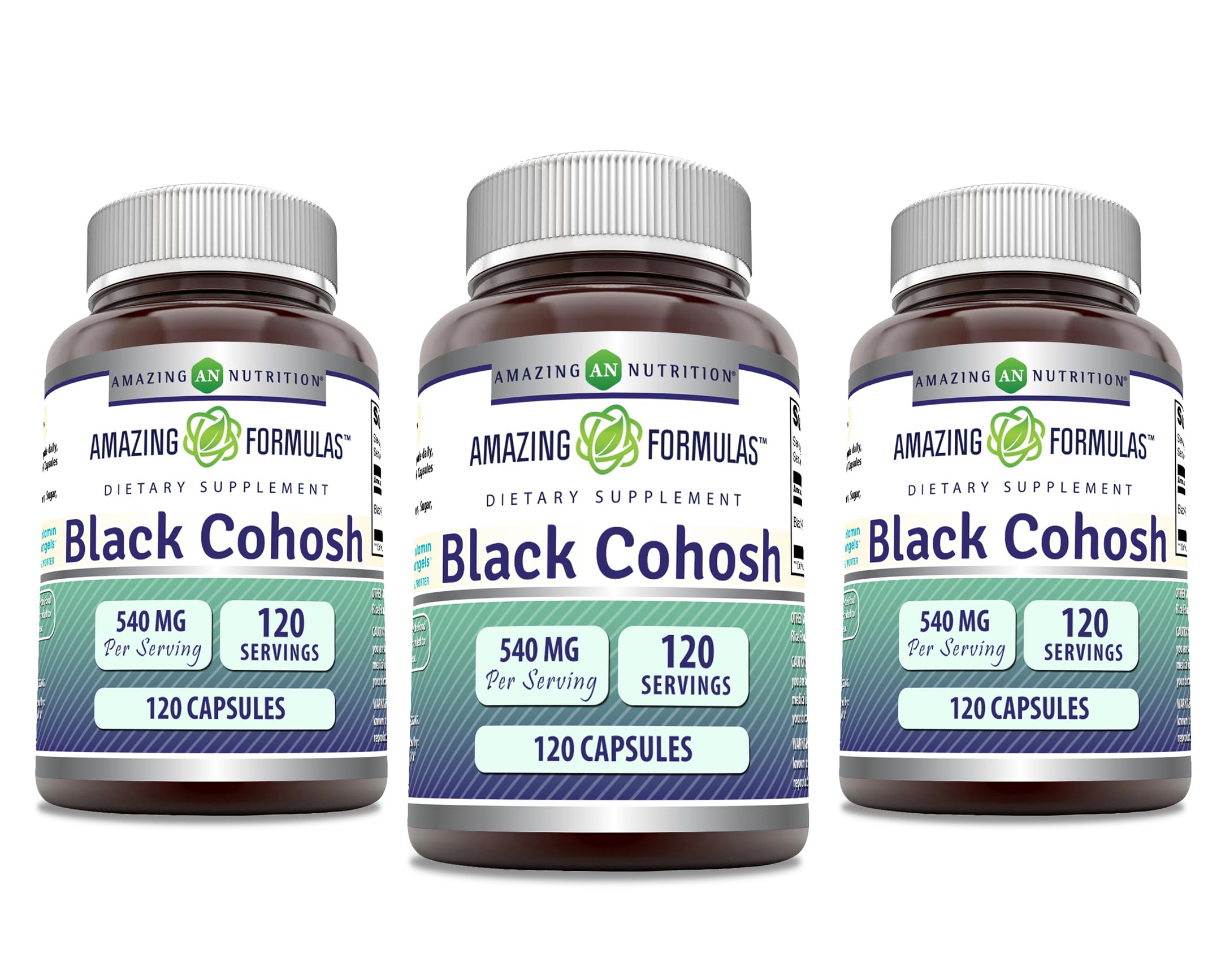 Bouteille de gélules Amazing Formulas Black Cohosh, pratique et sans gluten.