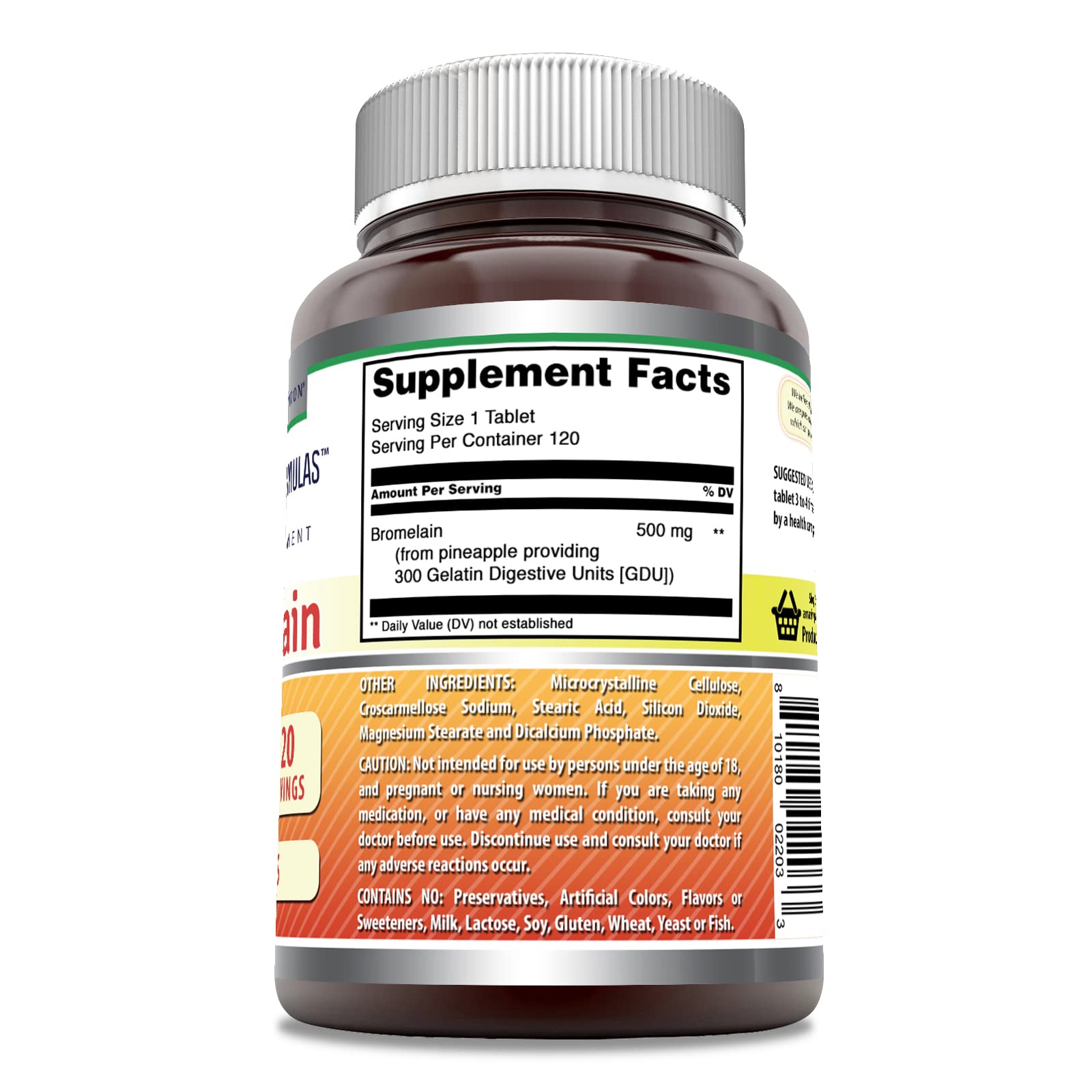 Bromélaïne 300 GDU d'Amazing Formulas, dosage pratique