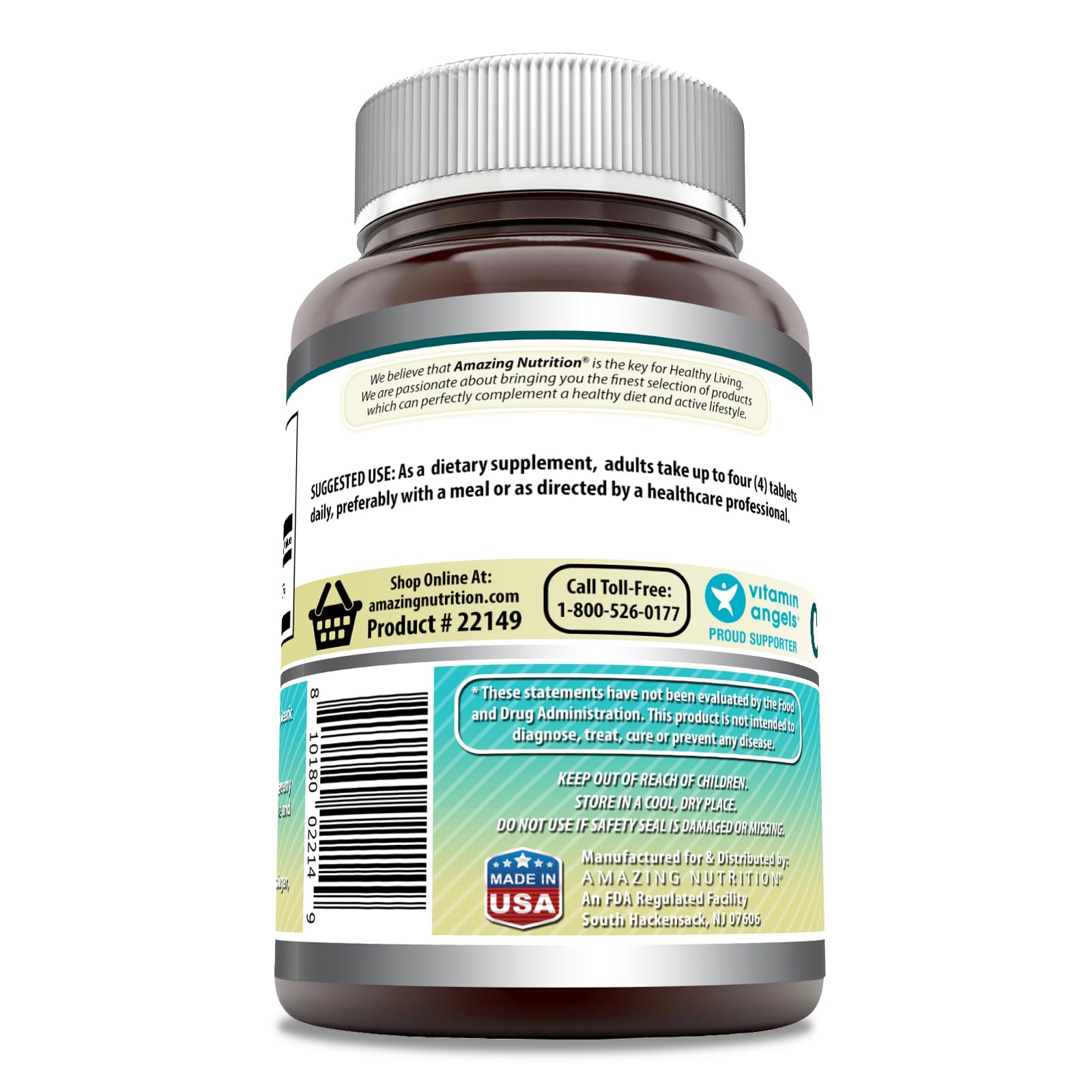 Amazing Formulas Calcium Citrate 1000 mg – étiquette sans gluten, image d'emballage clair.
