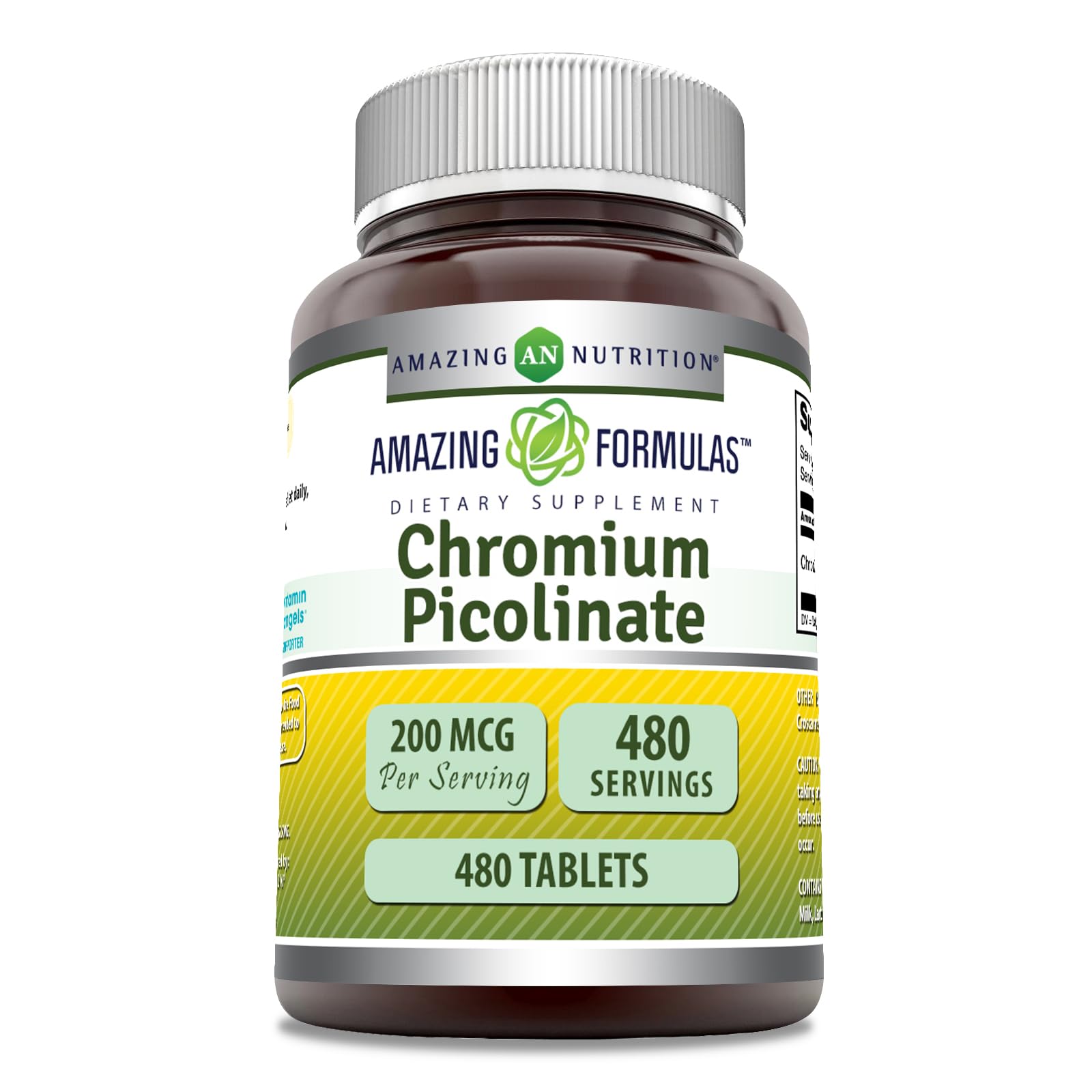 Amazing Formulas Chromium Picolinate – bouteille et étiquette, facile à intégrer dans votre routine quotidienne