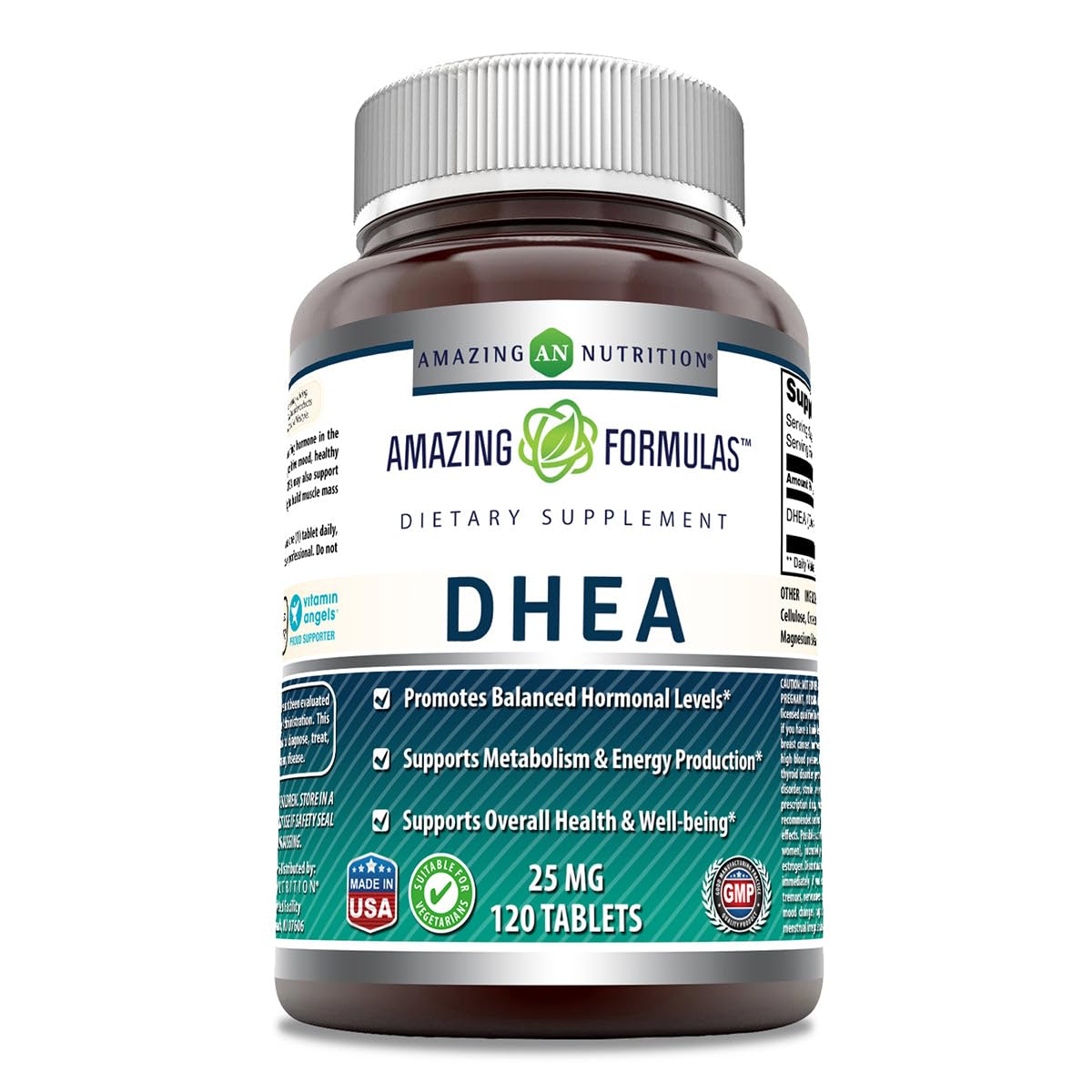 Amazing Formulas DHEA comprimés 50 mg, usage quotidien potentiel sans gluten et sans OGM