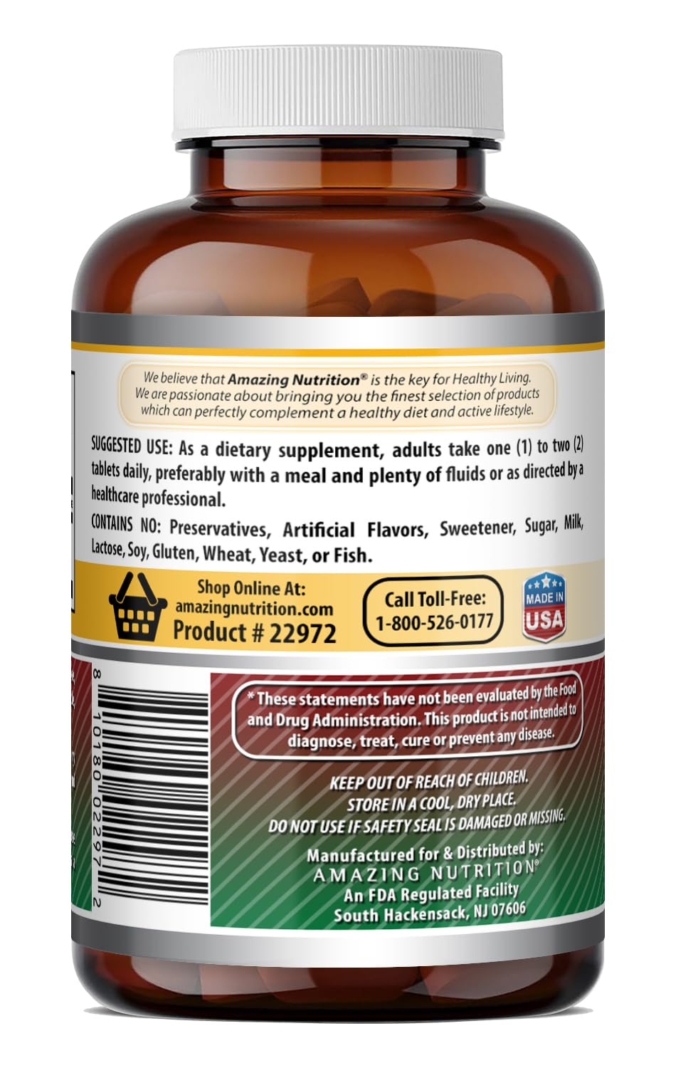 Amazing Formulas Fer Sulfate – étiquette claire et lisible, informations utiles sur le produit