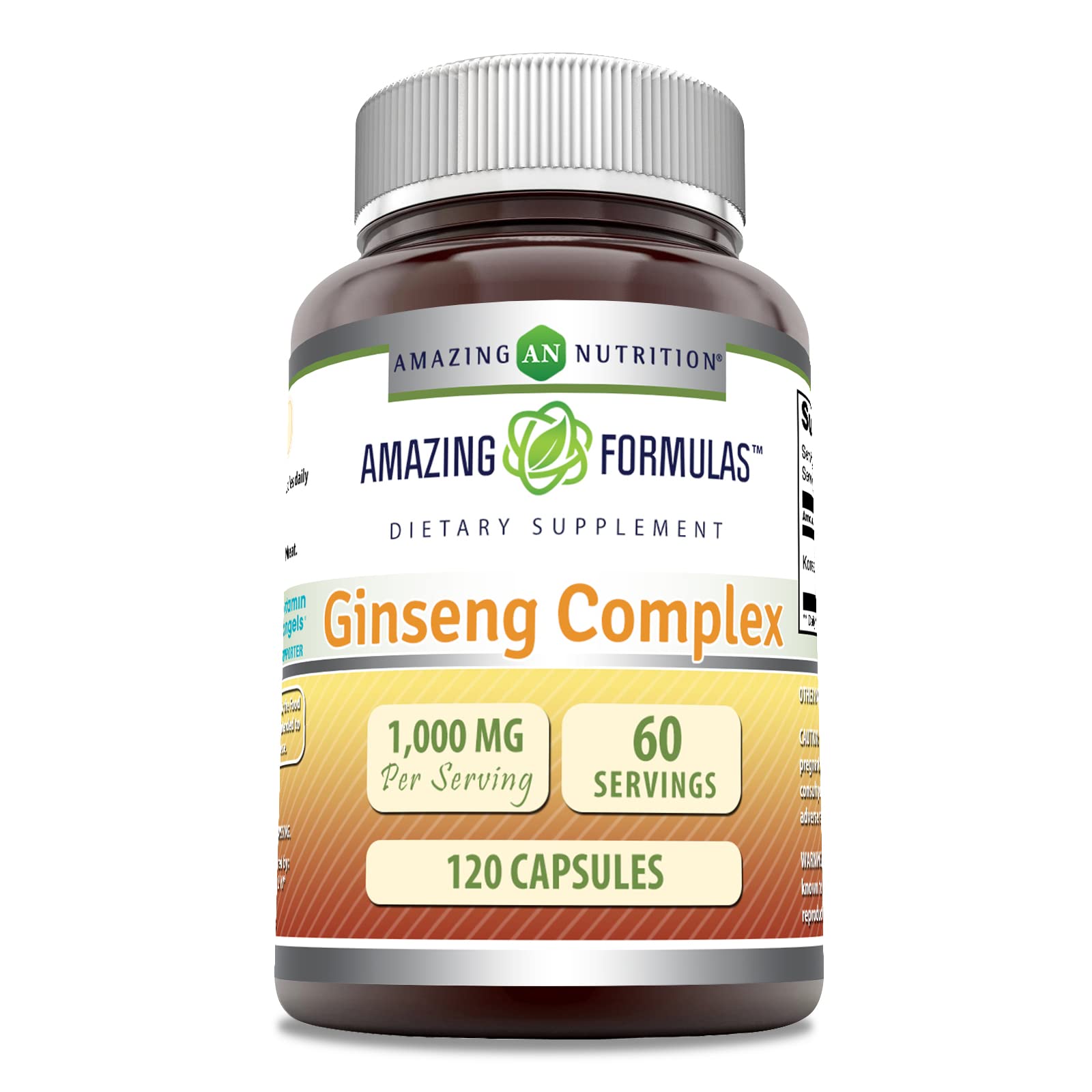 Bouteille Amazing Formulas Ginseng Complex prête à l'emploi, capsules faciles à avaler