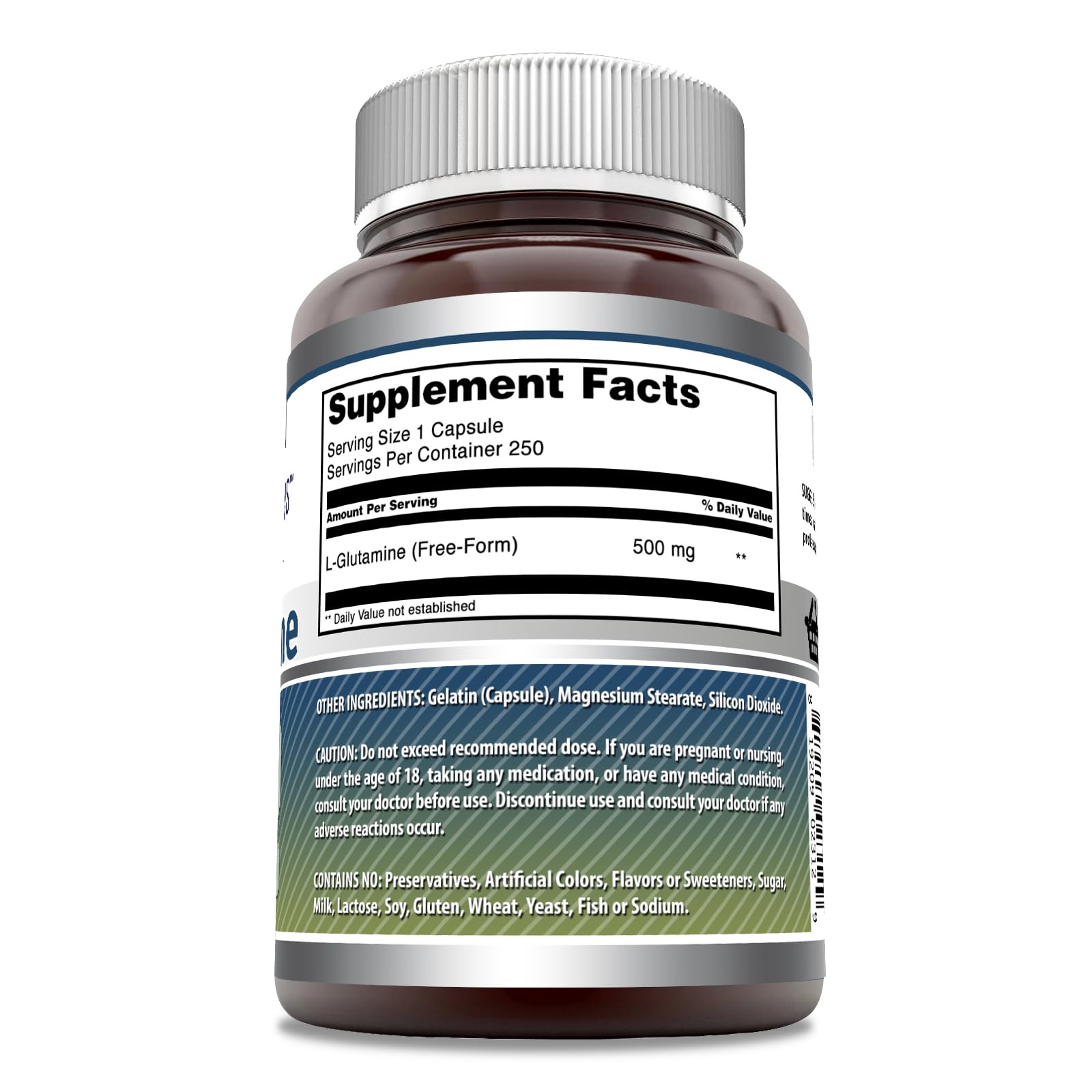 Amazing Formulas L-Glutamine 500 mg – bouteille en vue, utilisation quotidienne possible