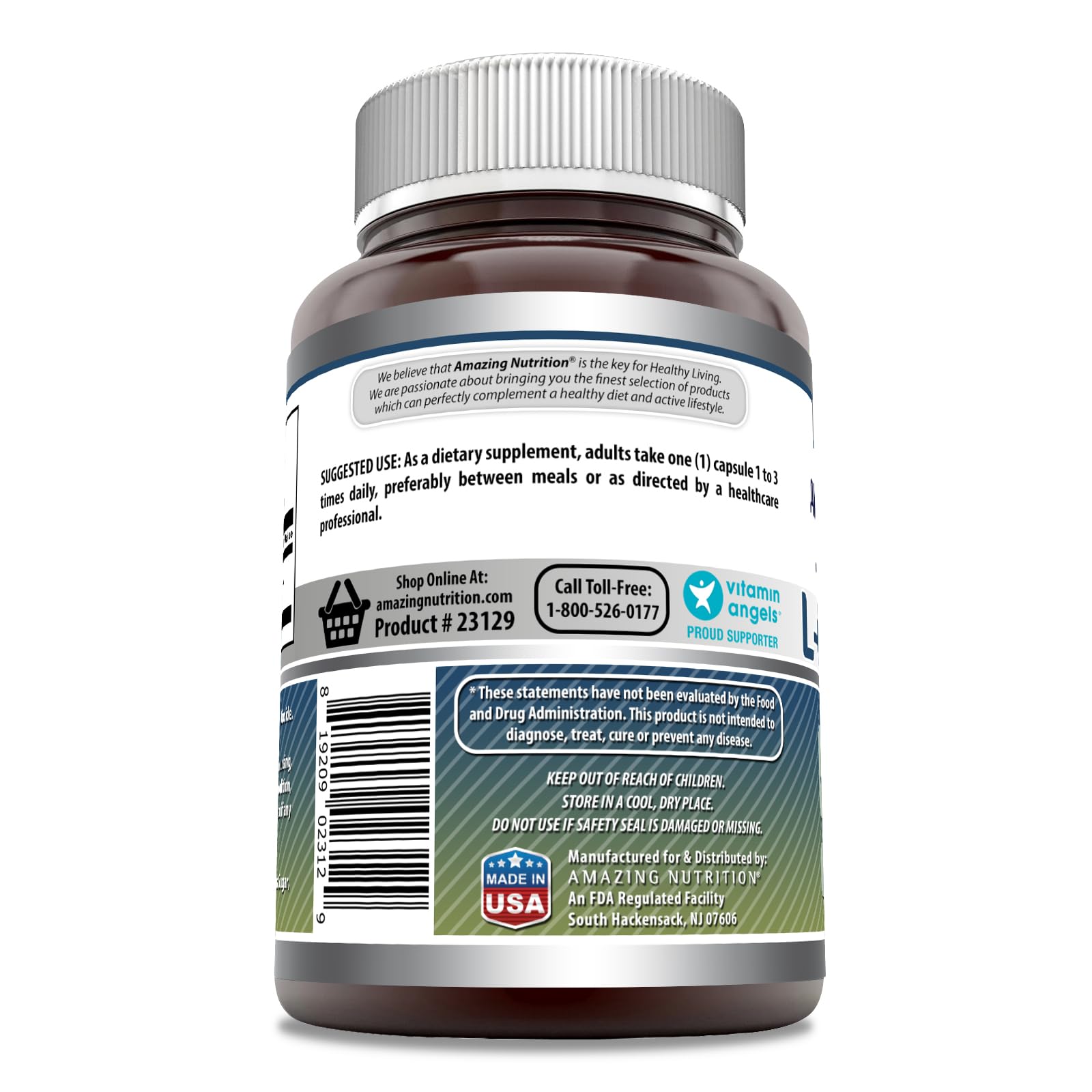 Étiquette Amazing Formulas L-Glutamine 500 mg – informations claires sur le produit